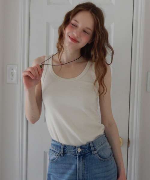 Birthday room（バースデイルーム）の「テレコベーシックタンク/teleco basic tanktop（タンクトップ・レディース・チャコールグレー/アイボリー/ブルー・FREE）」の13枚目の写真