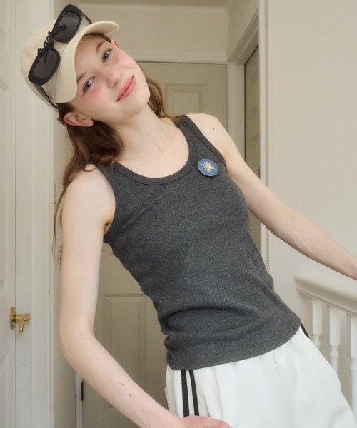 Birthday room（バースデイルーム）の「テレコベーシックタンク/teleco basic tanktop（タンクトップ・レディース・チャコールグレー/アイボリー/ブルー・FREE）」の8枚目の写真