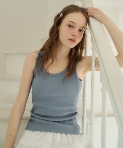 Birthday room（バースデイルーム）の「テレコベーシックタンク/teleco basic tanktop（タンクトップ・レディース・チャコールグレー/アイボリー/ブルー・FREE）」の18枚目の写真