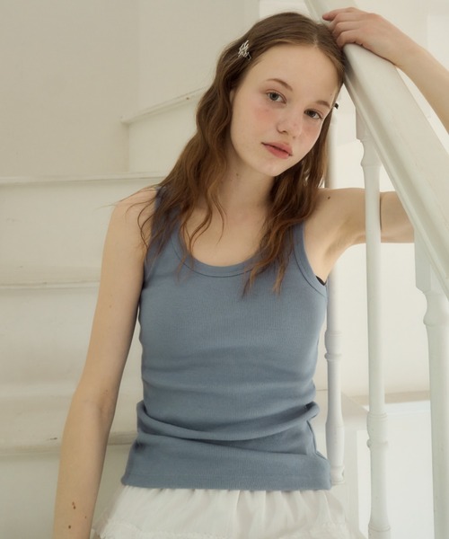 Birthday room（バースデイルーム）の「テレコベーシックタンク/teleco basic tanktop（タンクトップ・レディース・チャコールグレー/アイボリー/ブルー・FREE）」の22枚目の写真