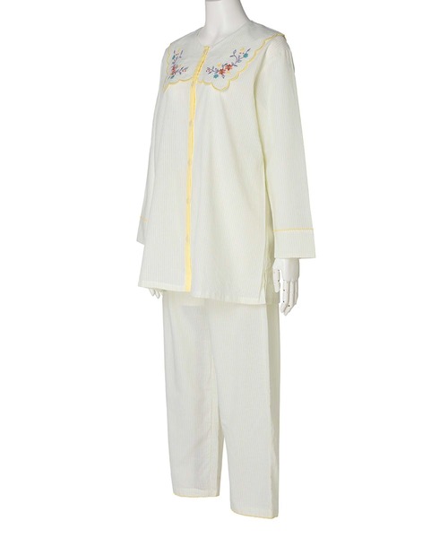 KID BLUE（キッドブルー）の「キッドブルー -２５ストライプエンブ -9分袖パジャマ -KNBK538 -kidblue（ルームウェア/パジャマ・レディース・イエロー/レッド/ブルー・M/L）」の22枚目の写真