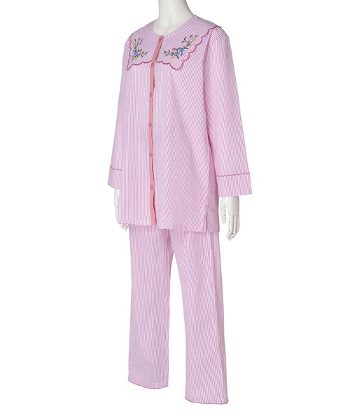 KID BLUE（キッドブルー）の「キッドブルー -２５ストライプエンブ -9分袖パジャマ -KNBK538 -kidblue（ルームウェア/パジャマ・レディース・イエロー/レッド/ブルー・M/L）」の13枚目の写真