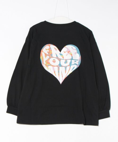 anap mimpi(アナップミンピ)の「ヒッピー ハート ロゴ長袖 ビッグ ロンT(Tシャツ/カットソー・レディース・ブラック/オフホワイト・FREE)」の4枚目の写真