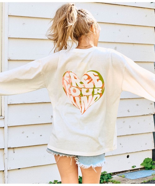 anap mimpi(アナップミンピ)の「ヒッピー ハート ロゴ長袖 ビッグ ロンT(Tシャツ/カットソー・レディース・ブラック/オフホワイト・FREE)」の1枚目の写真