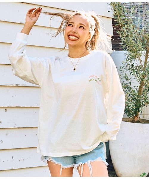 anap mimpi(アナップミンピ)の「ヒッピー ハート ロゴ長袖 ビッグ ロンT(Tシャツ/カットソー・レディース・ブラック/オフホワイト・FREE)」の9枚目の写真