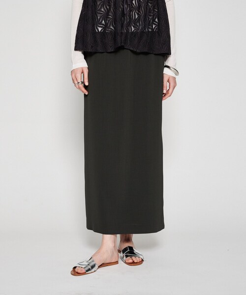 cloenc（クロエンス）の「【セットアップ／マシンウォッシュ】イージーIラインスカート（スカート・レディース・グレー/チャコールグレー/ナチュラル・01/02/03）」の2枚目の写真