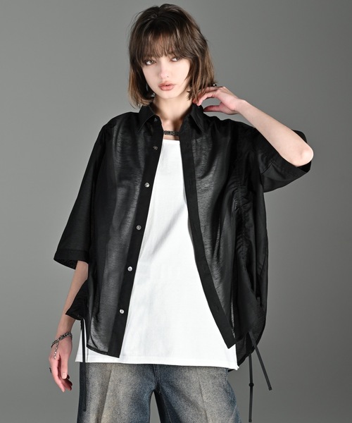 ADRER（アドラー）の「25ss loose silhouette lace/sheer shirt / 25SS ルーズシルエットレース/シアーシャツ（シャツ/ブラウス・メンズ・ブラック系1/ホワイト系1/ブラック系2/ホワイト系2/ブラック系3/ブルー系1/ホワイト系3・XS/S/M/L）」の1枚目の写真