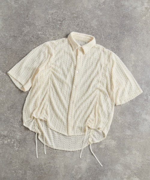 ADRER（アドラー）の「25ss loose silhouette lace/sheer shirt / 25SS ルーズシルエットレース/シアーシャツ（シャツ/ブラウス・メンズ・ブラック系1/ホワイト系1/ブラック系2/ホワイト系2/ブラック系3/ブルー系1/ホワイト系3・XS/S/M/L）」の14枚目の写真