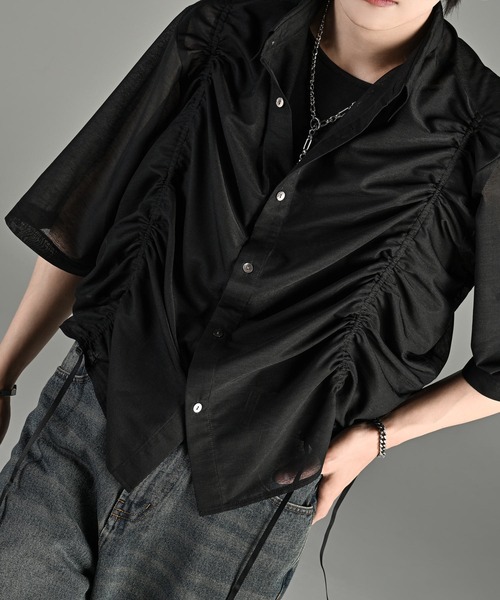 ADRER（アドラー）の「loose silhouette lace/sheer shirt / ルーズシルエットレース/シアーシャツ（シャツ/ブラウス・メンズ・ブラック系2/ホワイト系1/ホワイト系2/ブラック系1/ブラック系3/ブルー系1/ホワイト系3・L/M/S/XS）」の9枚目の写真