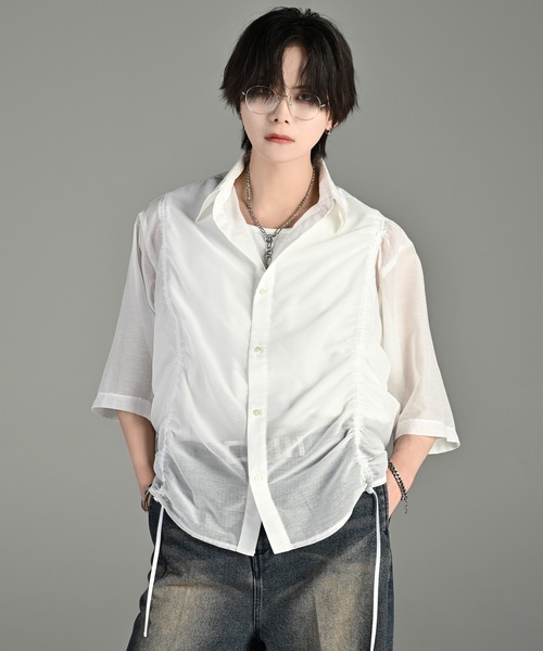 トップス 25ss loose silhouette lace/sheer shirt セール】25ss loose silhouette lace/sheer shirt / 25SS ルーズ