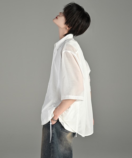 ADRER（アドラー）の「loose silhouette lace/sheer shirt / ルーズシルエットレース/シアーシャツ（シャツ/ブラウス・メンズ・ブラック系2/ホワイト系1/ホワイト系2/ブラック系1/ブラック系3/ブルー系1/ホワイト系3・L/M/S/XS）」の12枚目の写真