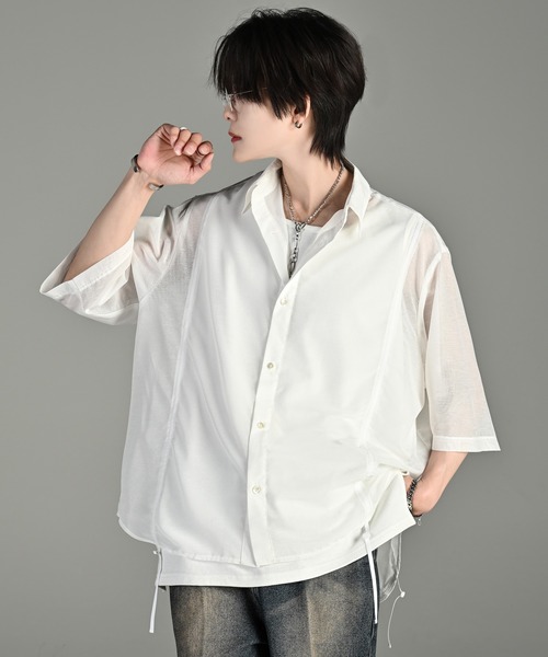 ADRER（アドラー）の「loose silhouette lace/sheer shirt / ルーズシルエットレース/シアーシャツ（シャツ/ブラウス・メンズ・ブラック系2/ホワイト系1/ホワイト系2/ブラック系1/ブラック系3/ブルー系1/ホワイト系3・L/M/S/XS）」の13枚目の写真