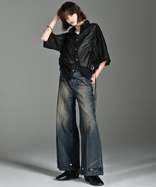 ADRER（アドラー）の「loose silhouette lace/sheer shirt / ルーズシルエットレース/シアーシャツ（シャツ/ブラウス・メンズ・ブラック系2/ホワイト系1/ホワイト系2/ブラック系1/ブラック系3/ブルー系1/ホワイト系3・L/M/S/XS）」の21枚目の写真