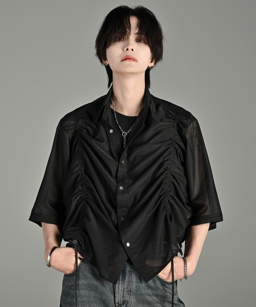 トップス 25ss loose silhouette lace/sheer shirt 25ss loose silhouette lace/sheer shirt / 25SS ルーズ