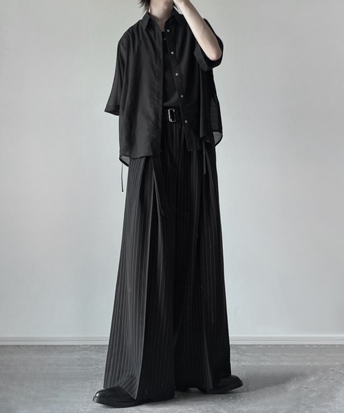 セール】loose silhouette lace/sheer shirt / ルーズシルエットレース