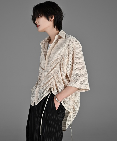 ADRER（アドラー）の「25ss loose silhouette lace/sheer shirt / 25SS ルーズシルエットレース/シアーシャツ（シャツ/ブラウス・メンズ・ブラック系1/ホワイト系1/ブラック系2/ホワイト系2/ブラック系3/ブルー系1/ホワイト系3・XS/S/M/L）」の10枚目の写真