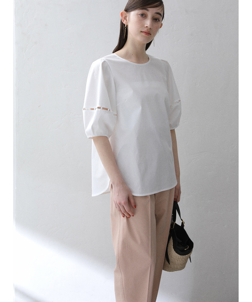 La TOTALITE(ラトータリテ)の「【洗える】クルーパールブラウス(シャツ/ブラウス・レディース・ホワイト/ネイビー/ブラック・FREE)」の21枚目の写真