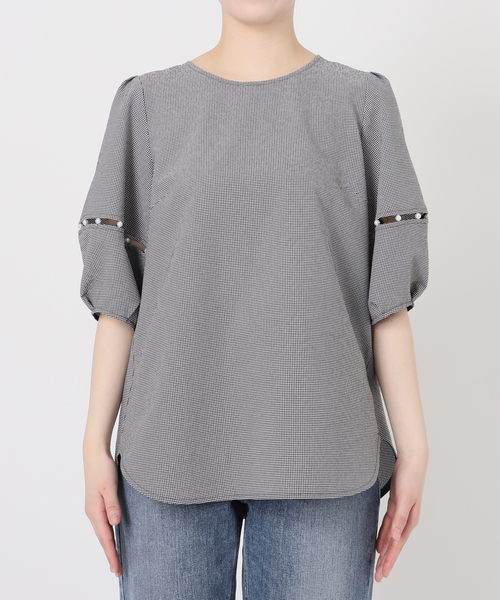 La TOTALITE(ラトータリテ)の「【洗える】クルーパールブラウス(シャツ/ブラウス・レディース・ホワイト/ネイビー/ブラック・FREE)」の7枚目の写真