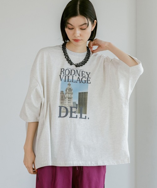 バック布帛CITYフォトTシャツ（Tシャツ/カットソー）｜niko and