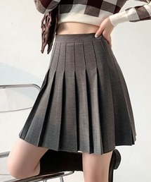 インナーパンツ付きハイウエストプリーツミニスカート
