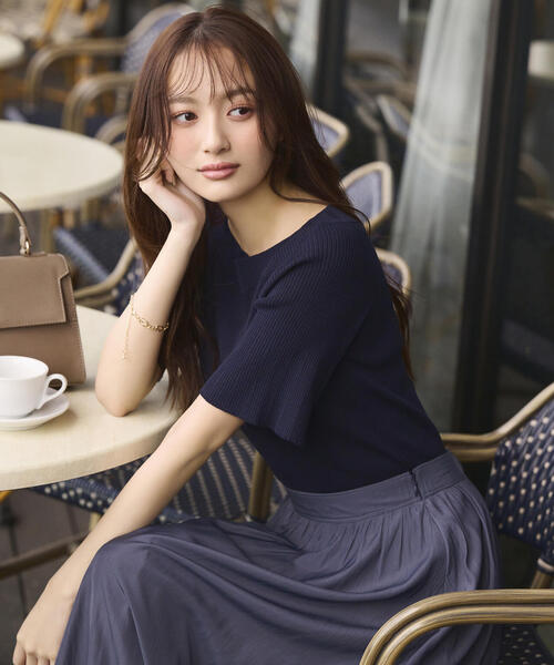 PROPORTION BODY DRESSING（プロポーションボディドレッシング）の「オフショルフレア袖ニット / 1215170407（ニット/セーター・レディース・ネイビー/オレンジ/ホワイト系その他・SMALL/MEDIUM）」の9枚目の写真