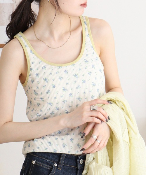 JEMORGAN（ジェーイーモーガン）の「JEMORGAN ワッフル花柄クレリックタンクトップ（タンクトップ・レディース・パープル/ベージュ系その他/ピンク/サックスブルー・F）」の9枚目の写真