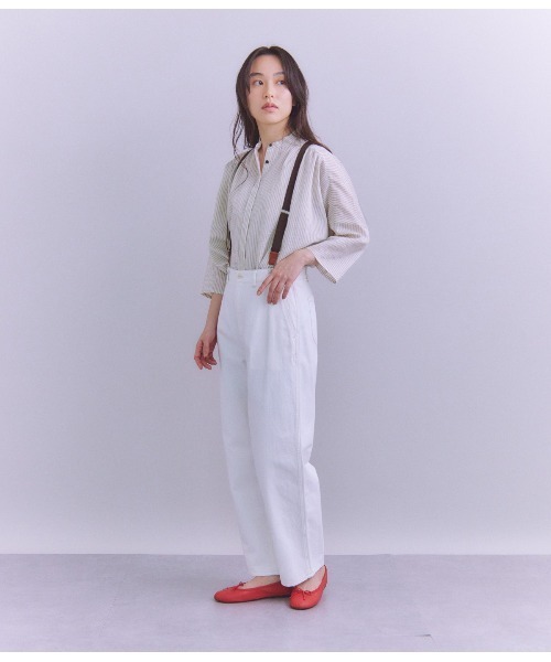 ブラウス シャツ 「ACAR」Thin Stripe ピンタックギャザーブラウス レディース ACAR]Thin Stripe ピンタックギャザーブラウス（シャツ/ブラウス
