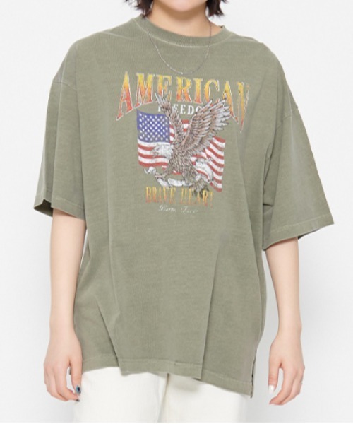 spiritoso(スピリトーゾ)の「【spiritoso】AMERICANプリント イーグルTシャツ(Tシャツ/カットソー・レディース・カーキ/ピンク系その他・FREE)」の15枚目の写真