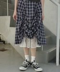idem（イデム）の「lace layered drawstring skirt／レースレイヤードチェックドロストスカート（スカート・FREE）」