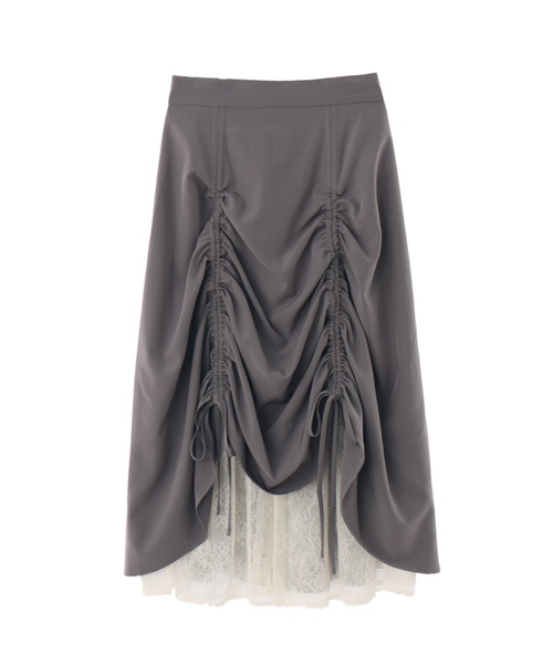 lace layered drawstring skirt／レースレイヤードドロスト