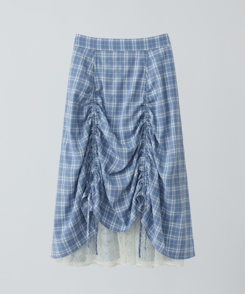 idem（イデム）の「drawstring check pleats skirt / サイド