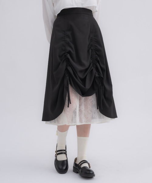 DKNYカシミアレースレイヤードスカート  ブラック DKNYカシミアレースレイヤードスカート ブラック