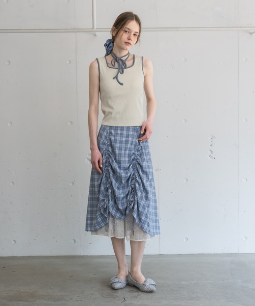 idem（イデム）の「lace layered drawstring skirt／レース