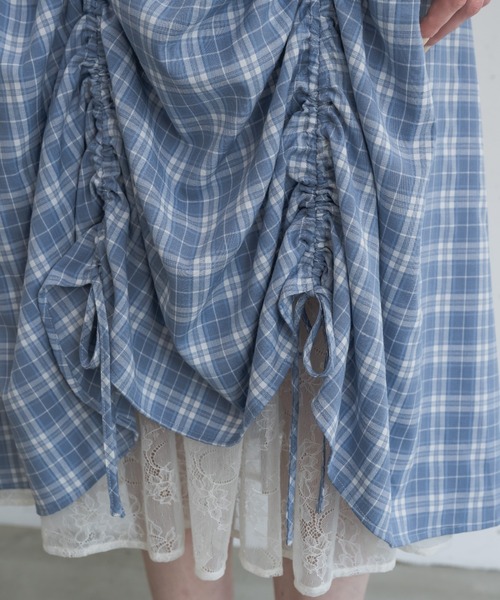 スカート idem lace layered drawstring skirt lace layered drawstring skirt／レースレイヤードドロスト