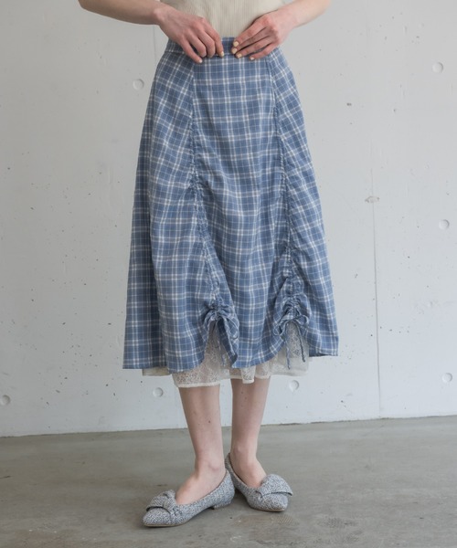 スカート idem lace layered drawstring skirt lace layered drawstring skirt／レースレイヤードドロスト