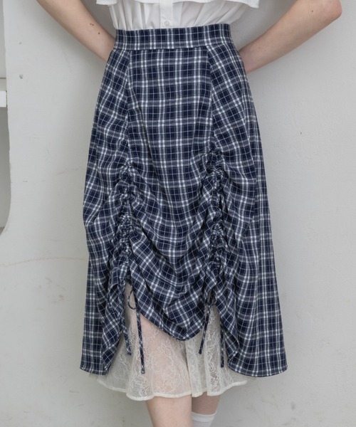 lace layered drawstring skirt／レースレイヤードドロスト