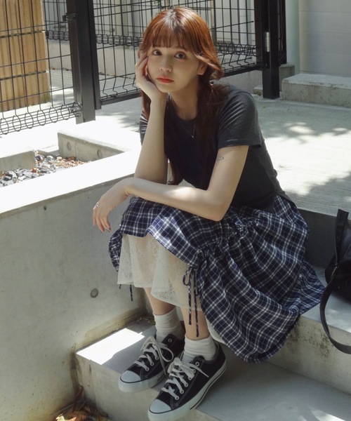 lace layered skirt レース重ねスカート