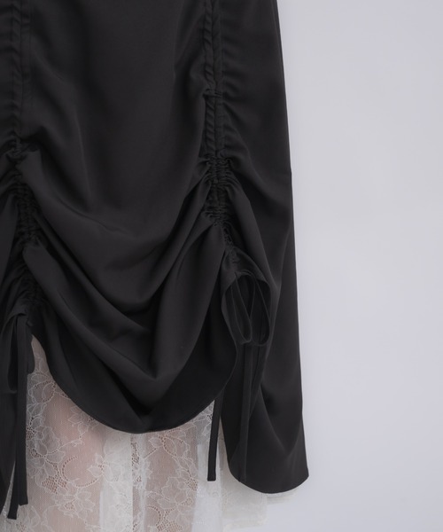 スカート idem lace layered drawstring skirt lace layered drawstring skirt／レースレイヤードドロスト