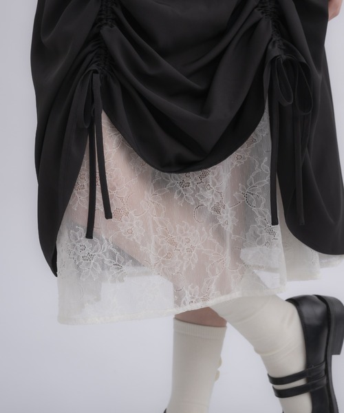 スカート idem lace layered drawstring skirt lace layered drawstring skirt／レースレイヤードドロスト