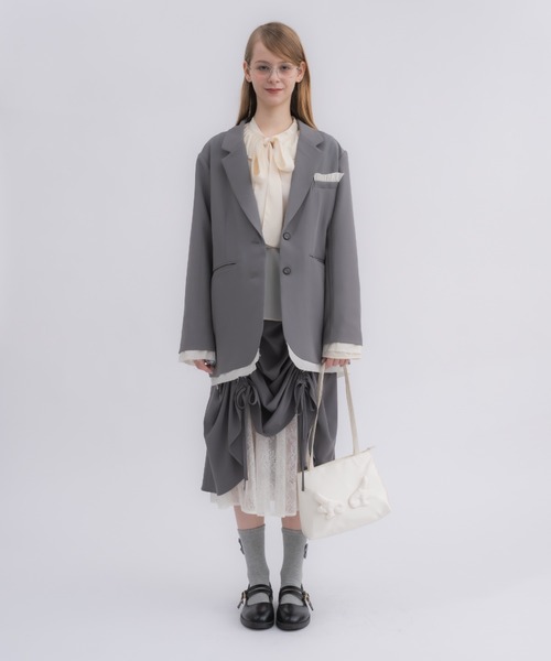 スカート idem lace layered drawstring skirt lace layered drawstring skirt／レースレイヤードドロスト