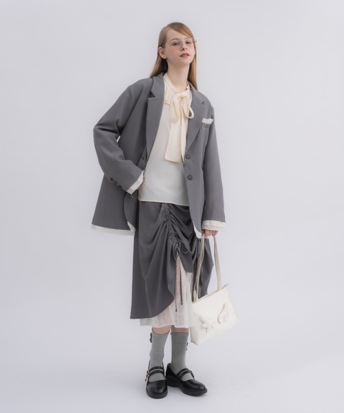 新品未使用スカート　Layered side open skirt 現行品 lace layered drawstring skirt (NEW COLOR) – idem