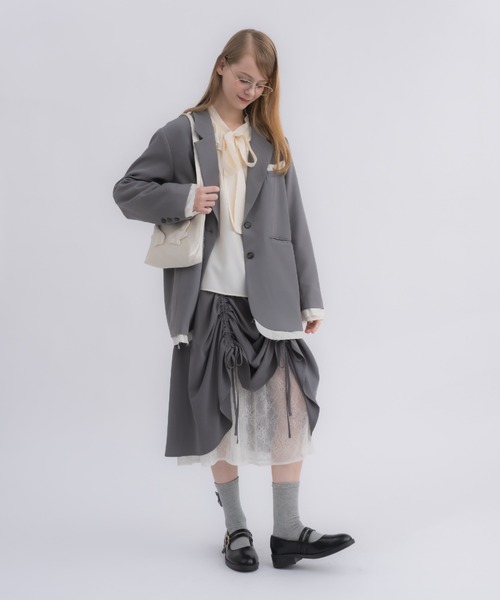lace layered drawstring skirt／レースレイヤードドロスト