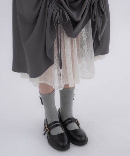 lace layered drawstring skirt／レースレイヤードドロスト