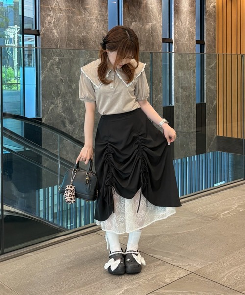 lace layered skirt レース重ねスカート スカート lace layered drawstring skirt／レースレイヤード