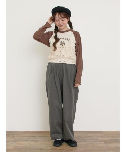 Samansa Mos2（サマンサ モスモス）の「シアーラグランロゴTシャツ（Tシャツ/カットソー・レディース・ブルー/ブラック/ブラウン/レッド・F）」の21枚目の写真