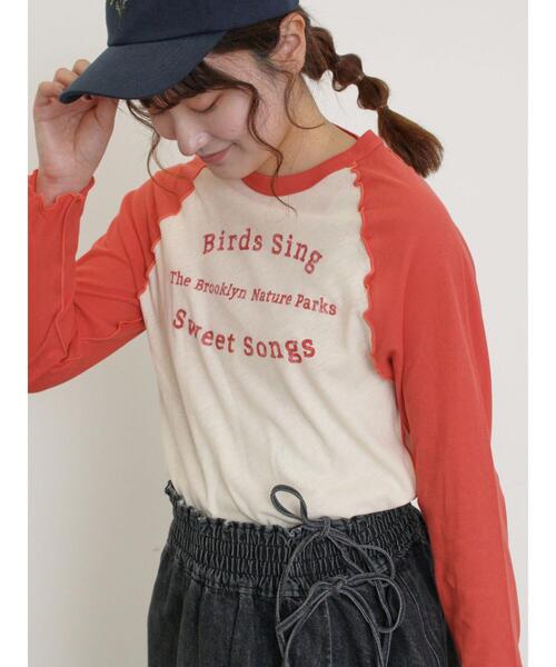 Samansa Mos2（サマンサ モスモス）の「シアーラグランロゴTシャツ（Tシャツ/カットソー・レディース・ブルー/ブラック/ブラウン/レッド・F）」の5枚目の写真