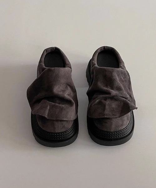 AsRiRe（アスリレイ）の「もこもこリボンプラットフォーム（ブーツ・レディース・ダークグレー/ベージュ・M/L/S）」の11枚目の写真