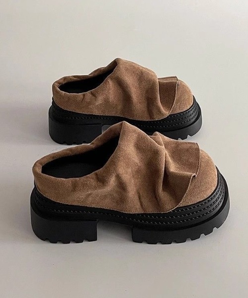 AsRiRe（アスリレイ）の「もこもこリボンプラットフォーム（ブーツ・レディース・ダークグレー/ベージュ・M/L/S）」の13枚目の写真