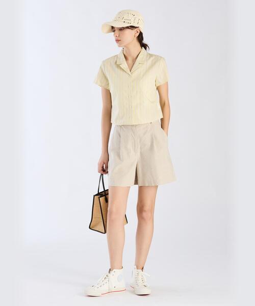 To b. by agnes b.(トゥービーバイアニエスベー)の「ドビーストライプシャツ(シャツ/ブラウス・レディース・イエロー・38/36/40)」の5枚目の写真