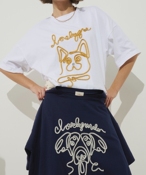 tシャツ コード刺繍ワンニャンTEE レディース Unitage tシャツ コード刺繍ワンニャンTEE レディース